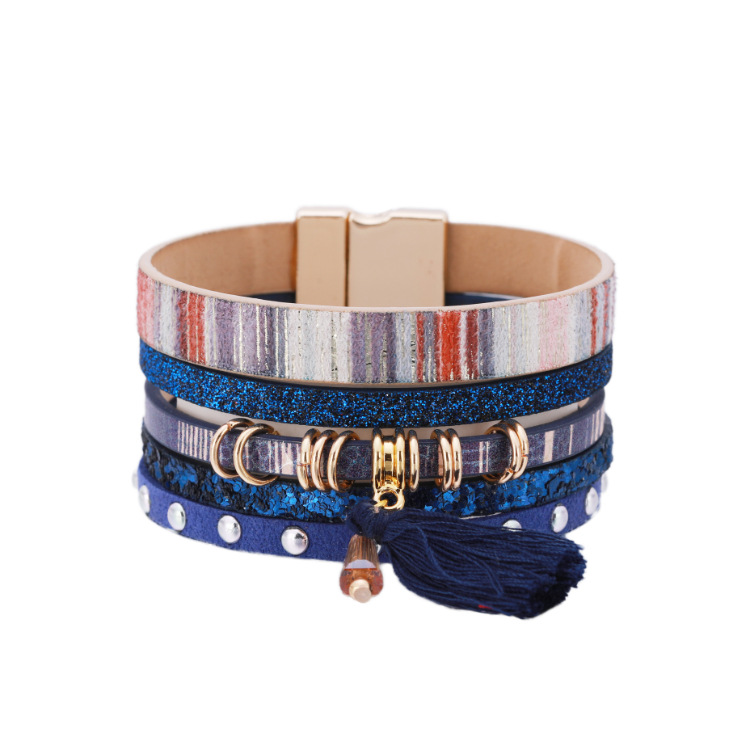 Bohemian Tassel Colorful Leather Multi-layer Bracelet display picture 23