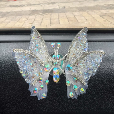 Three-Dimensional Rhinestone Butterfly Ornament with a High-End Feel, Healing Adhesive for Dashboard, Ancient Style Iridescent Car Decoration Ornament Wholesale (Car ornaments) - sprinkle-diamond-grey