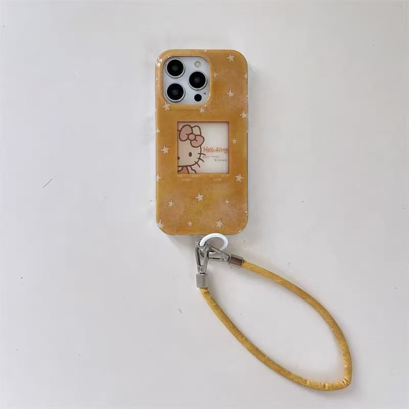Gato estrella de dibujos animados de alta gama coreano para Apple 15Pro funda para teléfono móvil 16ProMax cuerda de mano 14 femenino 15P