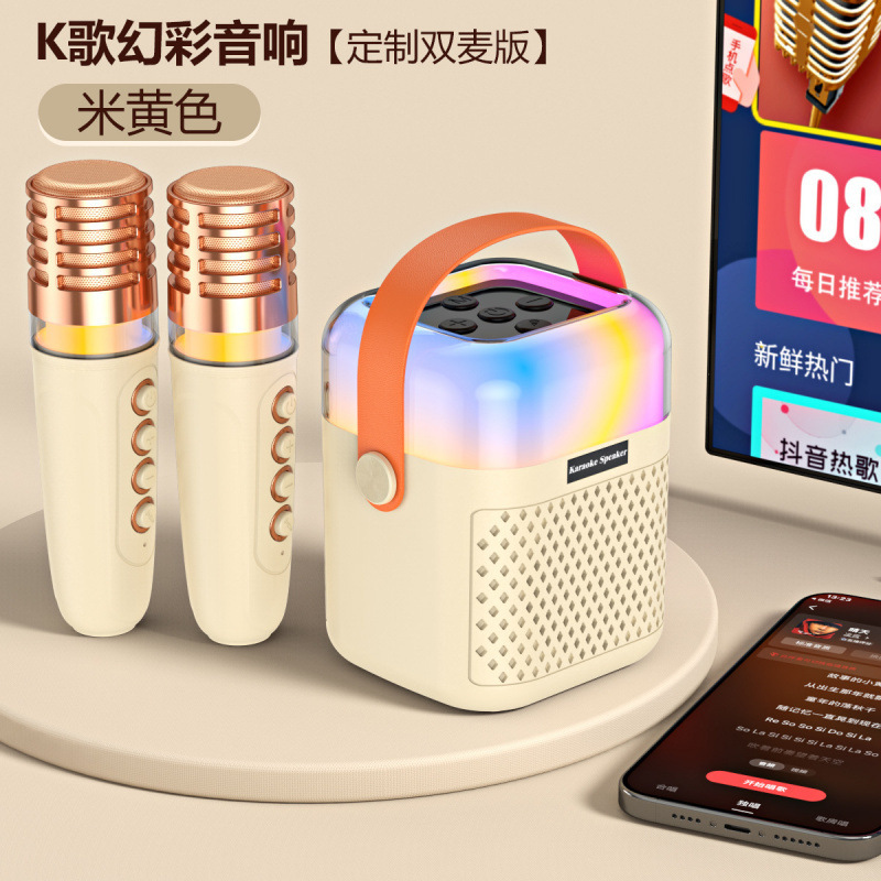 跨境亚马逊新款A1家用无线蓝牙音箱便携式K歌话筒麦克风音响套装|undefined