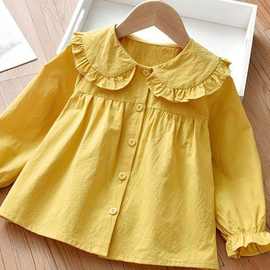 女童小清新衬衫2025新款秋装韩版儿童上衣宝宝学院风洋气衬衣春秋