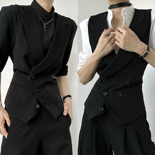 Men's Fashion Casual Suit Lapel Collar Business Slim Vest British Style High-End Suit Vest Jacket