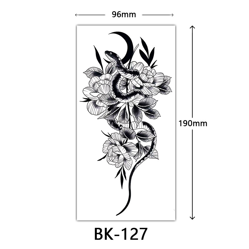 Tatuaje Temporal de Flores Boceto de Papel de Transferencia al Agua, Impresión por Transferencia de Agua, para Cuerpo image 133