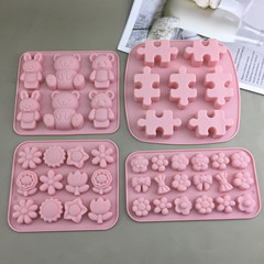 アニメ7連積み木小花蝶結び花創意シリコン金型ケーキ手作りdiy砂糖焼き金型