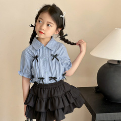 Girls' Shirt 2024 Summer New Arrival Korean Style Children's Top Trendy Baby Girl Dress Children's Short Skirt Cupcake Skirt