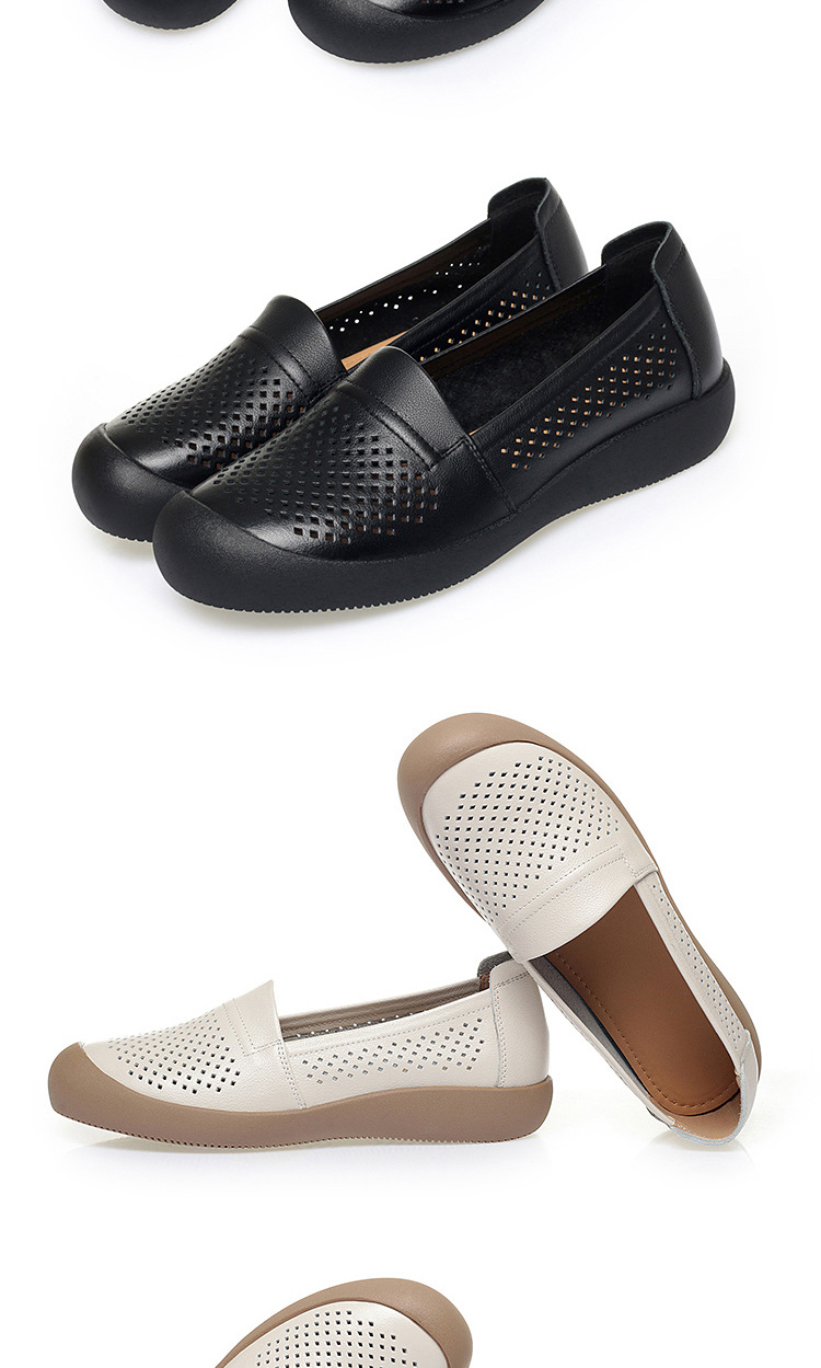 Sandal nữ da bò thật mũi kín hở gót, đế mềm thoáng khí — màu be chi tiết 16