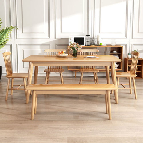 Nordic solid wood dining table modern simple light luxury rectangular table and chair combination dining table dining table home small apartment