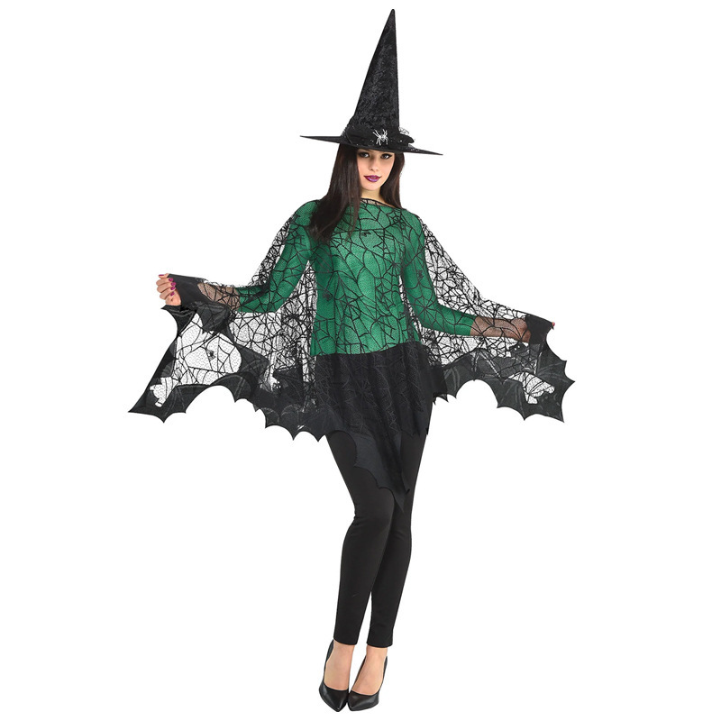 外国貿易ハロウィンクモの巣コウモリマントヨーロッパとアメリカの黒のお祭り大人と子供のショールライトコスケープ|undefined