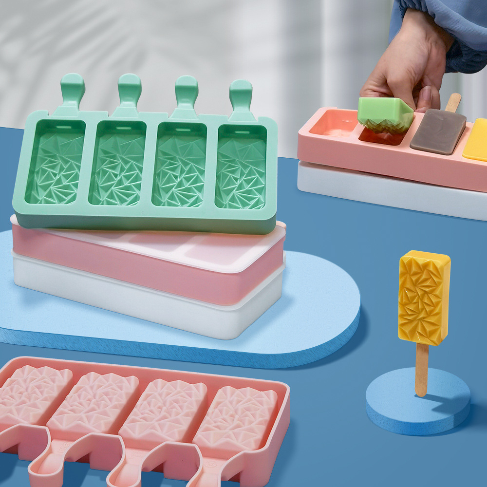 Sanxin 4-piece cubierto colina helado molde de silicona hogar DIY hecho en casa Popsicle helado molde de grado alimenticio