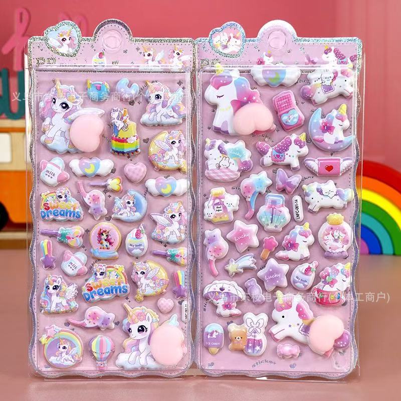 Cartoon Cute Squishy Stickers 3D High-Value Bubble Stickers Phone Case 3D Stickers Embossed for Children