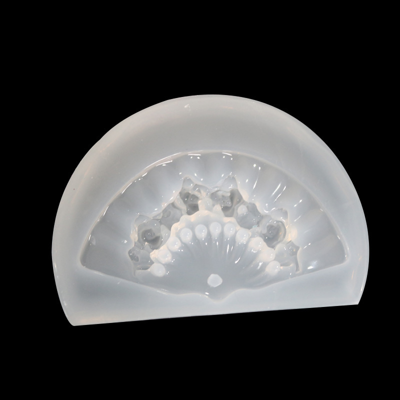 Espejo epoxi ventilador de silicona molde DIY en forma de abanico flor colgante de jade accesorios de la joyería