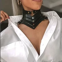 Панк готические заклепки Кожаное ожерелье с шеей Личность choker воротник дизайн чувство ключицы цепи дикий воротник