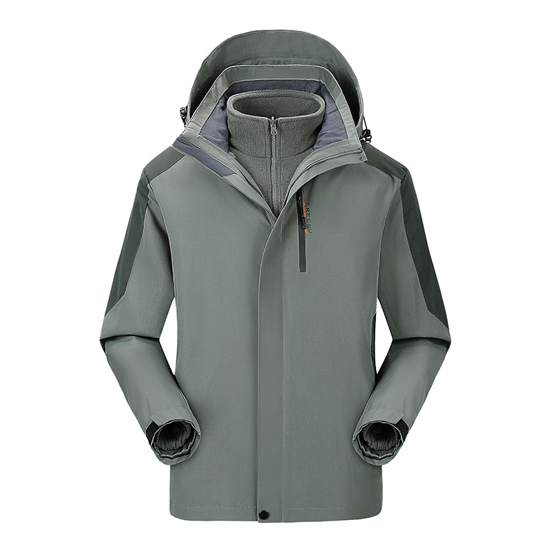 3 - en - 1 moda de otoño y invierno para parejas a prueba de viento, impermeable y cálido, traje de asalto desmontable al aire libre para escalar montañas