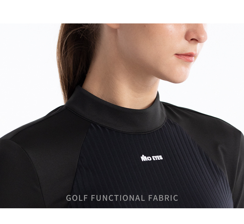 Áo thun dài tay nữ golf cổ tròn khóa kéo vô hình sau lưng — M23YF020-Áo màu trắng, M23YF022-Áo mặc trong màu đen, M23YF022-Áo mặc trong màu trắng, M23YF020-Áo màu đen chi tiết 13