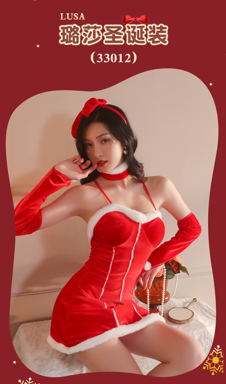 JK Christmas Bunny Girl Lingerie Set for Women, Uniform Role Play Costume, Stretch Spandex, One Size — detail image 27