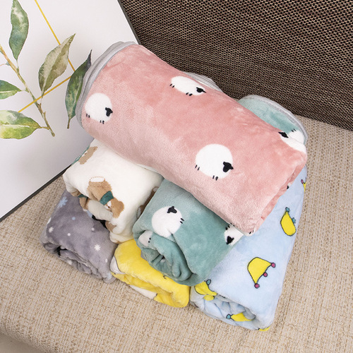 Factory Wholesale Cartoon Printed Thick Pet Blanket Dog Pet Mat Flannel Coral Fleece Blanket