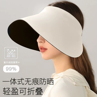 无痕一体加大帽檐防晒帽防紫外线遮阳帽子潮空顶帽女款休闲太阳帽