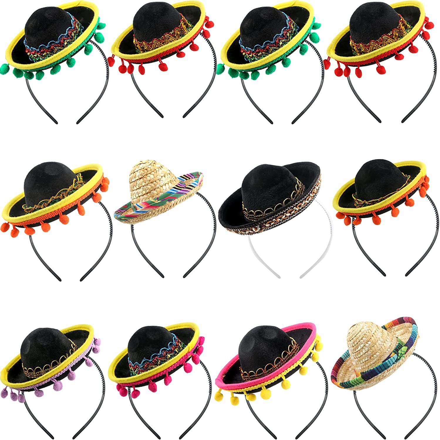 Nuevo diadema gorra México sombrero de fiesta sombrero mini sombrero con borde de bola