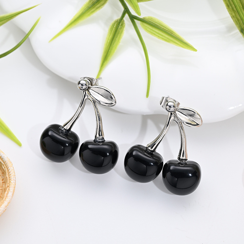 Aretes de cereza roja para mujer – colgante exquisito, fruta de imitación versátil, nuevo estilo