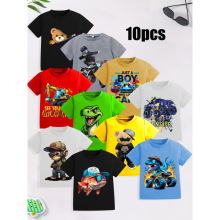 K 26585 Cartoon fish print kids T-shirt ��ͨñ����ӡ����ͯ T