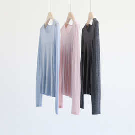 秋冬法式气质圆领透视长袖套头针织衫纯色柔软薄款上衣女