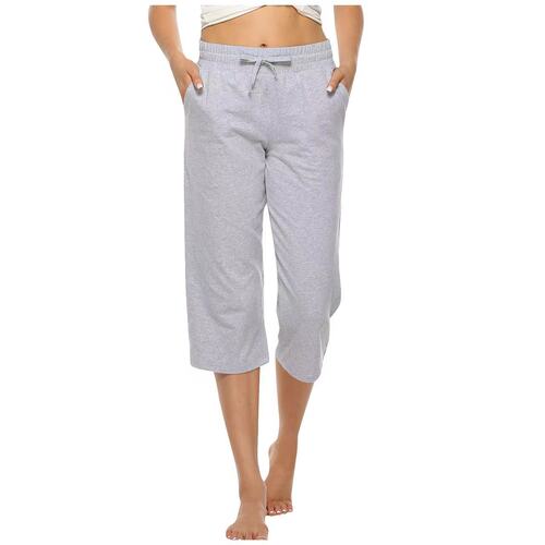 Men's casual sports pants summer thin men's clothing loose seven-quarter pants elastic waist straight-leg pants for men