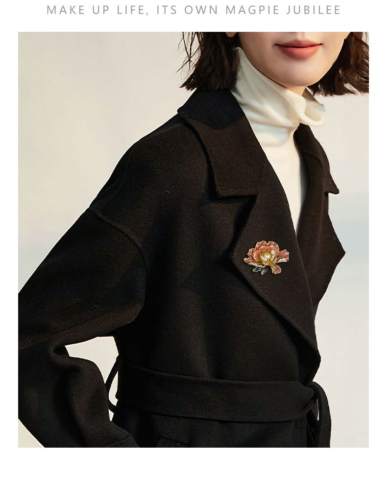 新中式花开富贵牡丹花胸针小众独特高级感花朵别针旗袍