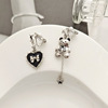 Design metal silver needle, asymmetrical earrings, silver 925 sample, with little bears