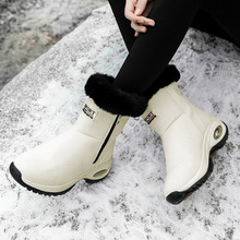 跨境大碼冬季新款棉鞋女時尚高筒拉鏈保暖靴潮流雪地靴女士休閑鞋