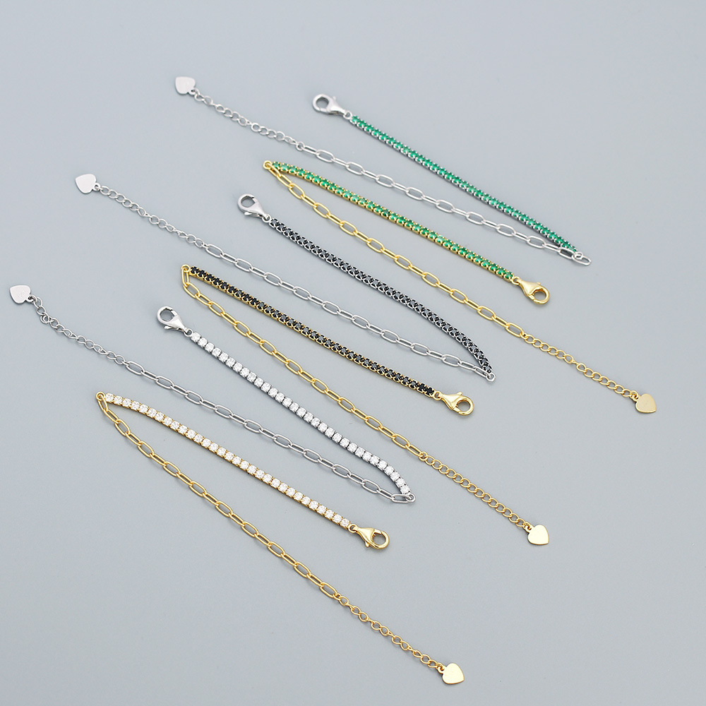 Fashion Geometric Heart Shape Silver Inlay Zircon Bracelets 1 Piece