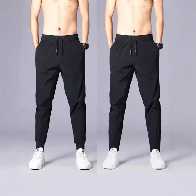 Men's Quick-Dry Sports Pants, Long Casual Pants, Summer Ice Silk Thin Loose Harem Jogger Pants, Trendy Men's Fashion