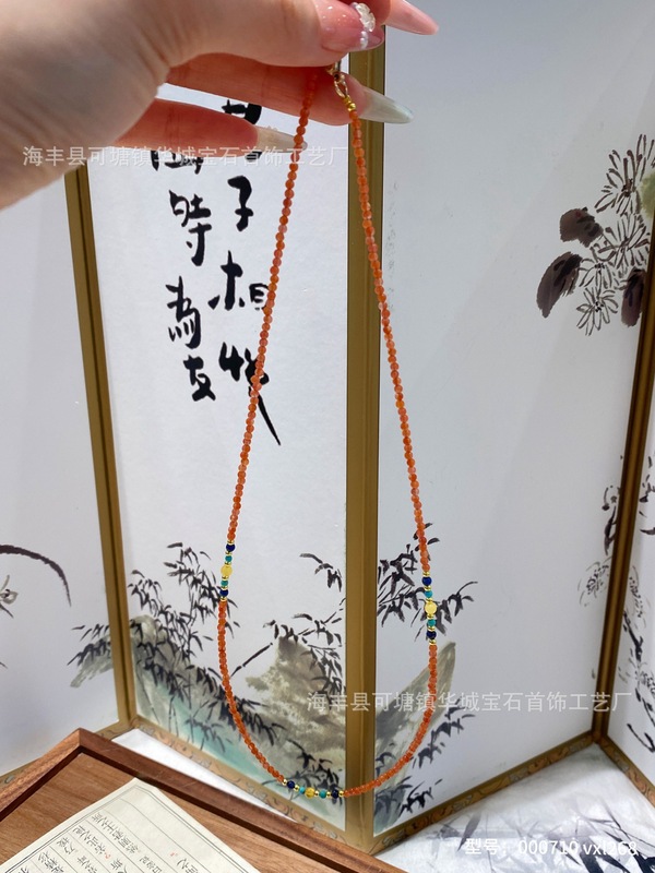 天然冰种海蓝宝紫水晶蓝水翡翠项链夏日风白水晶珍珠南红水晶项链|undefined
