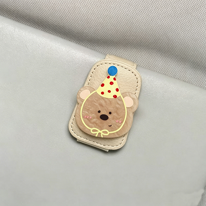 Cute Cartoon Glasses Clip for Car Storage, Bear-Shaped Sunglasses Holder for Car Sun Visor