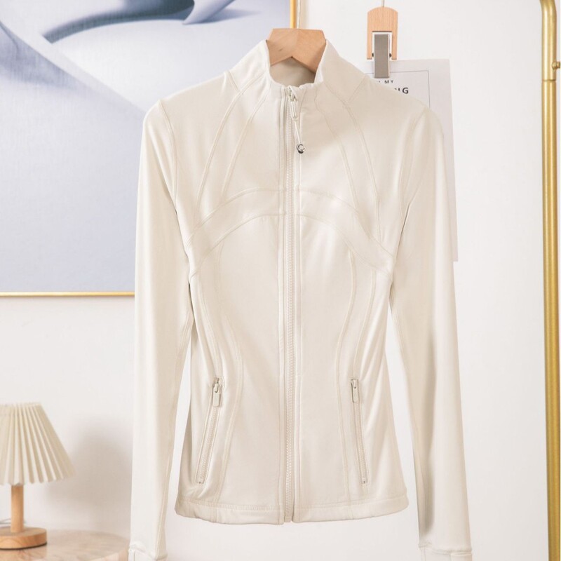 Lu Spring and Autumn Women's Sports Yoga Jacket Slim Fit Casual Jogging Jacket Cardigan Stand Collar Long Sleeve Breathable with Logo