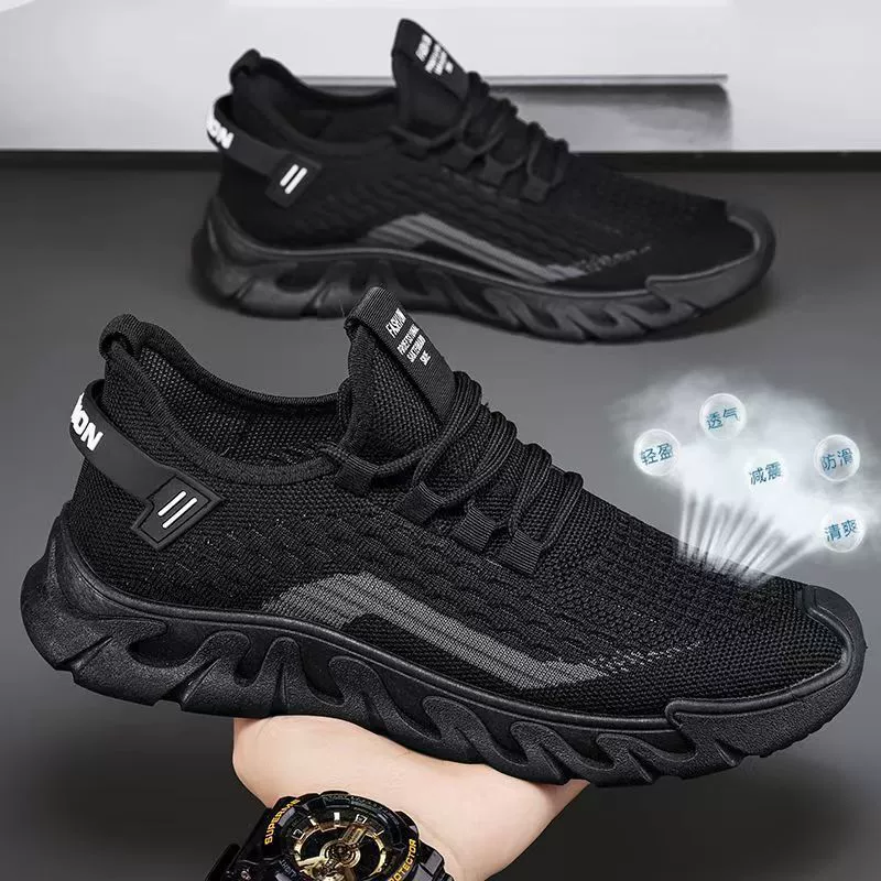 Мужская обувь 2025, новые мужские туфли на мягкой подошве, дышащая тканая сетка, супер мягкая износостойкая повседневная обувь, мужская спортивная обувь
