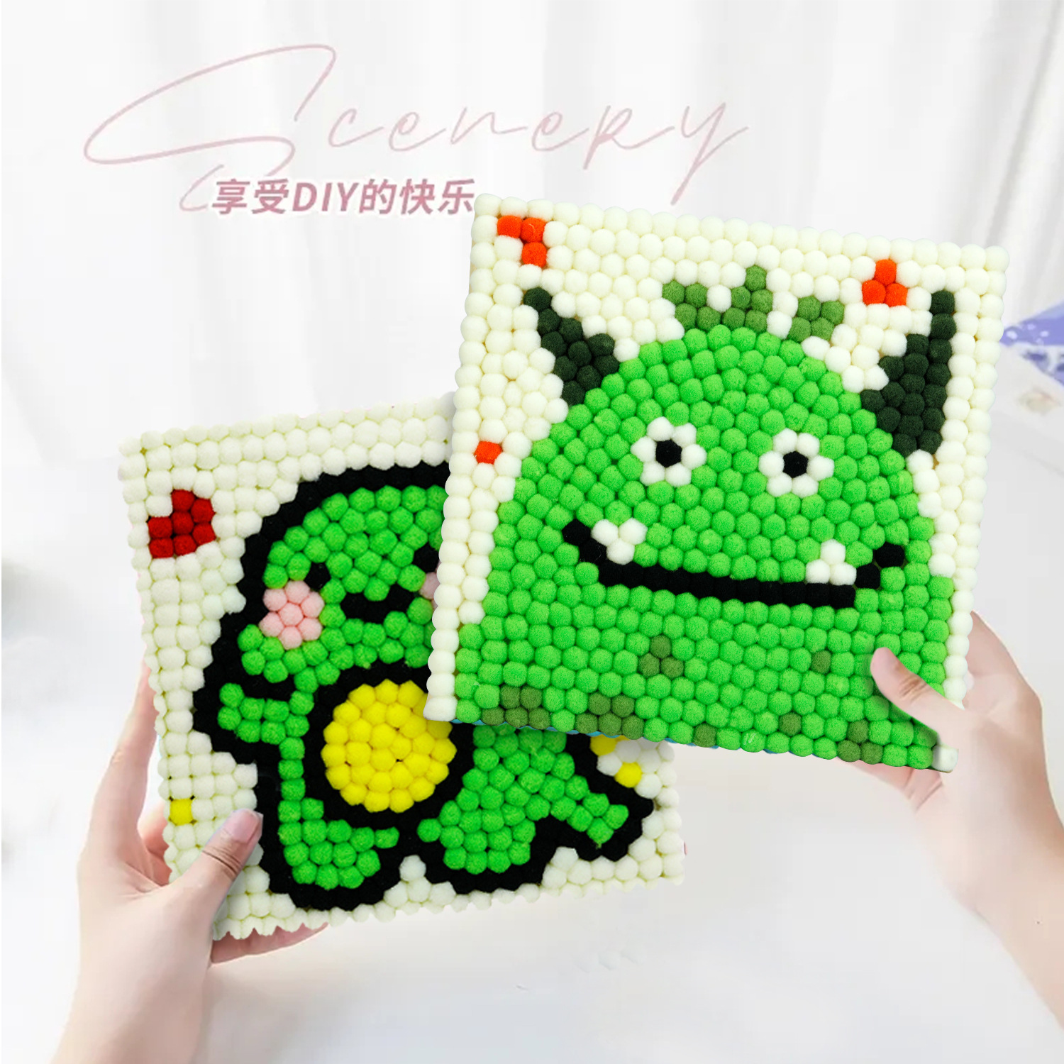 Cross-border wholesale fur ball painting diy handmade material bag full set of creative simple children's pompon paste art painting