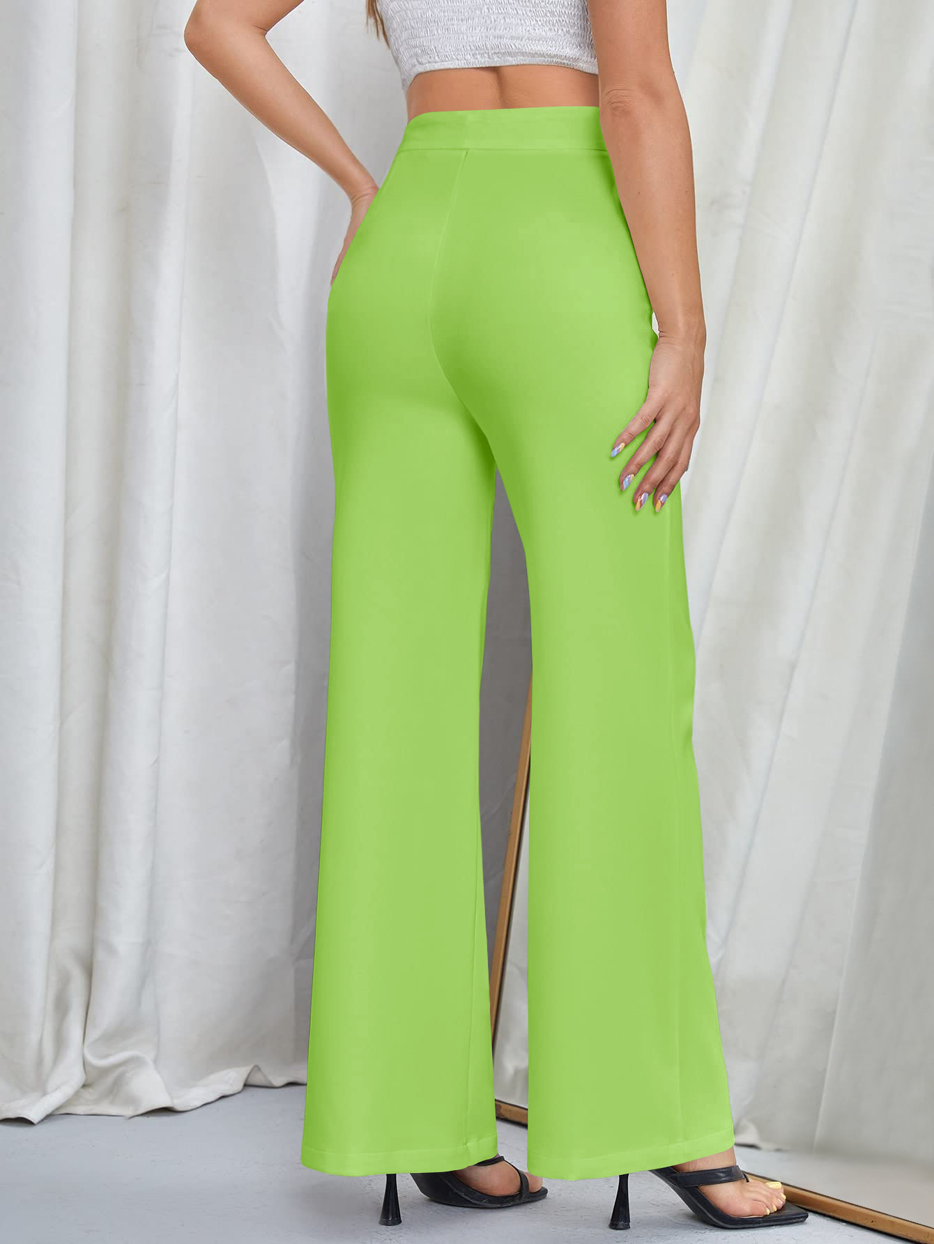 Vêtements pour femmes nouveaux pantalons décontractés automne nouveau tempérament pantalons évasés de transport polyvalents pantalons larges à la mode pour femmes_voghion.com
