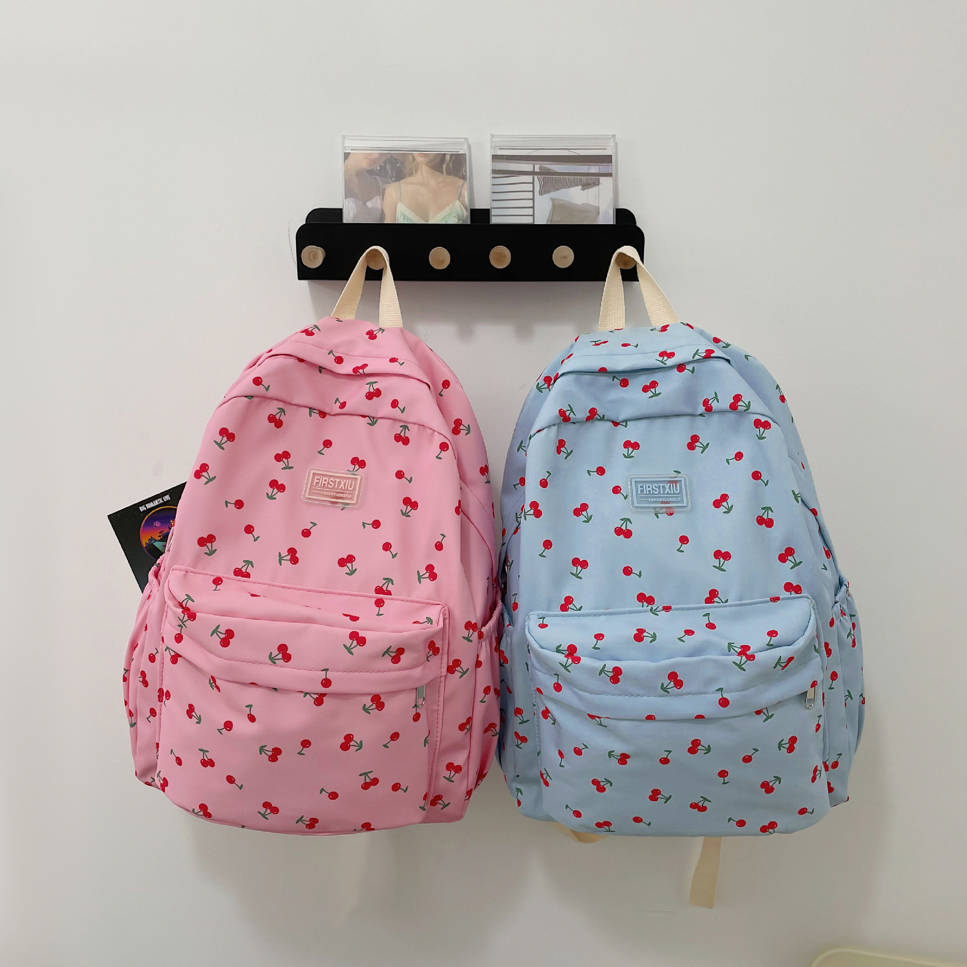 Cute Schoolbag for Junior High School Students, Sweet Cherry Travel Backpack for Female College Students, Simple and Versatile Lightweight Backpack, Trendy