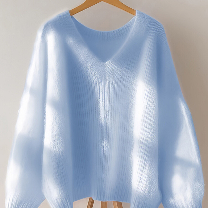 Super Good-looking High-end V-neck Soft Waxy Sweater Women's Autumn and Winter New Pullover Loose Lazy Style Outer Wear Knitted Top Super Good-looking High-end V-neck Soft Waxy Sweater Women's Autumn and Winter New Pullover Loose Lazy Style Outer Wear Knitted Top