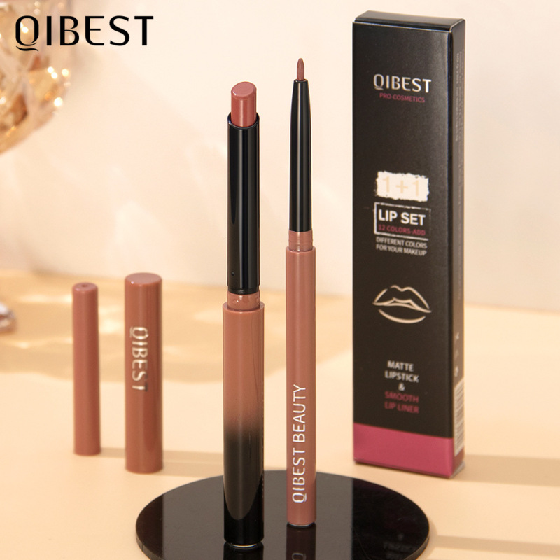 QIBEST 口紅リップライナーマット色褪せしにくい長期的な防水ナチュラルヌードリップライナーセットメイクアップ|undefined
