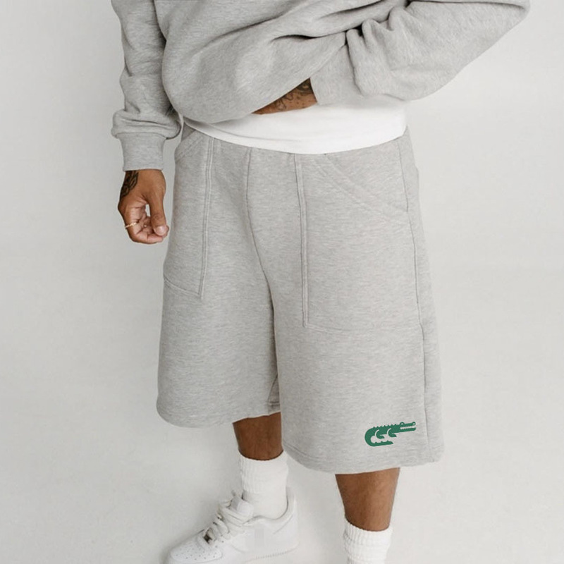 Cross-Border Summer Men's Cargo Shorts Loose Straight Trendy Brand Crocodile Japanese Casual Mid-Length Shorts Five-Point Shorts Dropshipping