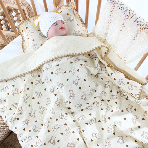 110*1104 four-layer marshmallow children's quilt colorful cotton ins style baby gauze bath towel multi-functional blanket