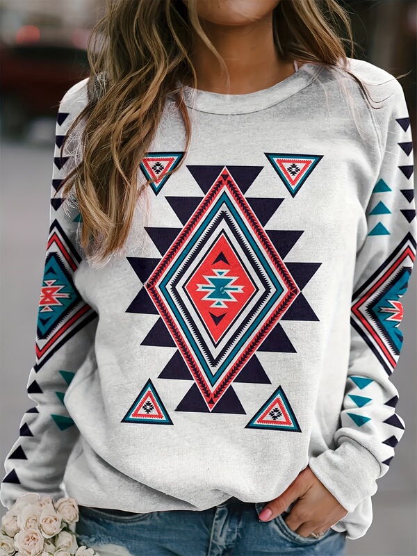 Amazon Independent Site Women's Western Ethnic Print Sweatshirt Retro Round Neck Long Sleeve Western Ethnic Style Print Amazon Independent Site Women's Western Ethnic Print Sweatshirt Retro Round Neck Long Sleeve Western Ethnic Style Print