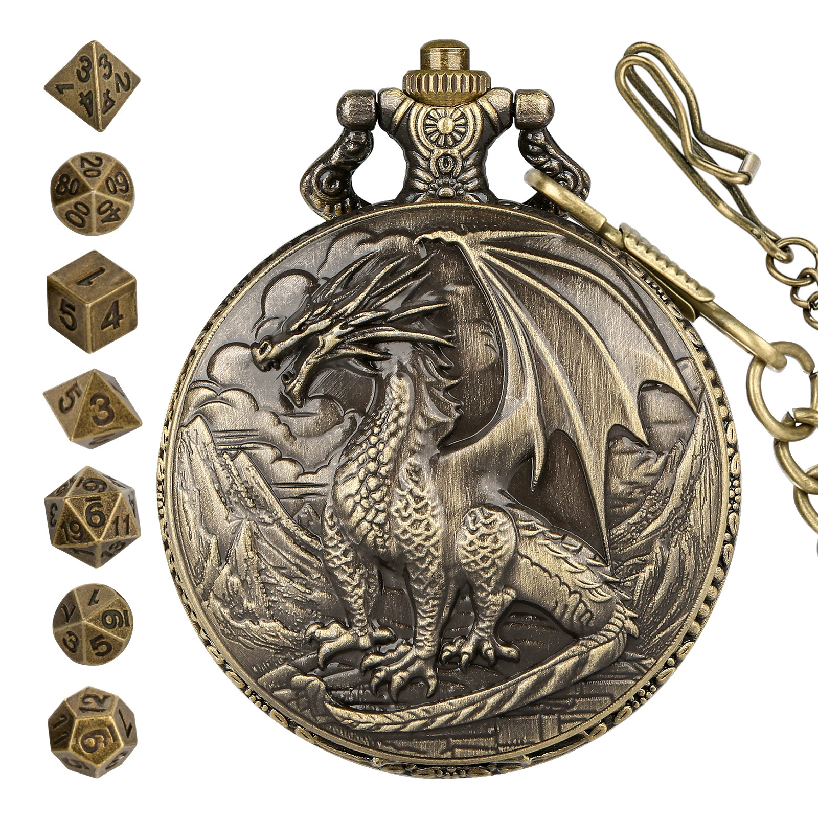 Кости (игральные), аксессуар, карманные часы, ретро объемный корпус