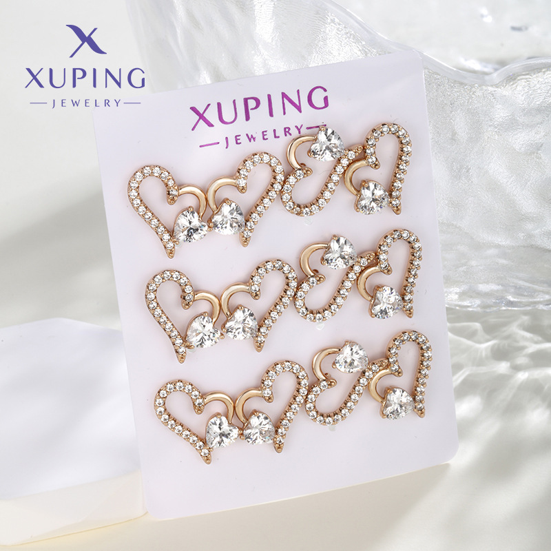 Xuping comercio exterior transfronterizo joyería de moda dorada auriculares lujosas sensación alta una tarjeta de otoño y invierno 6 pares de 12 pares de pendientes para mujeres