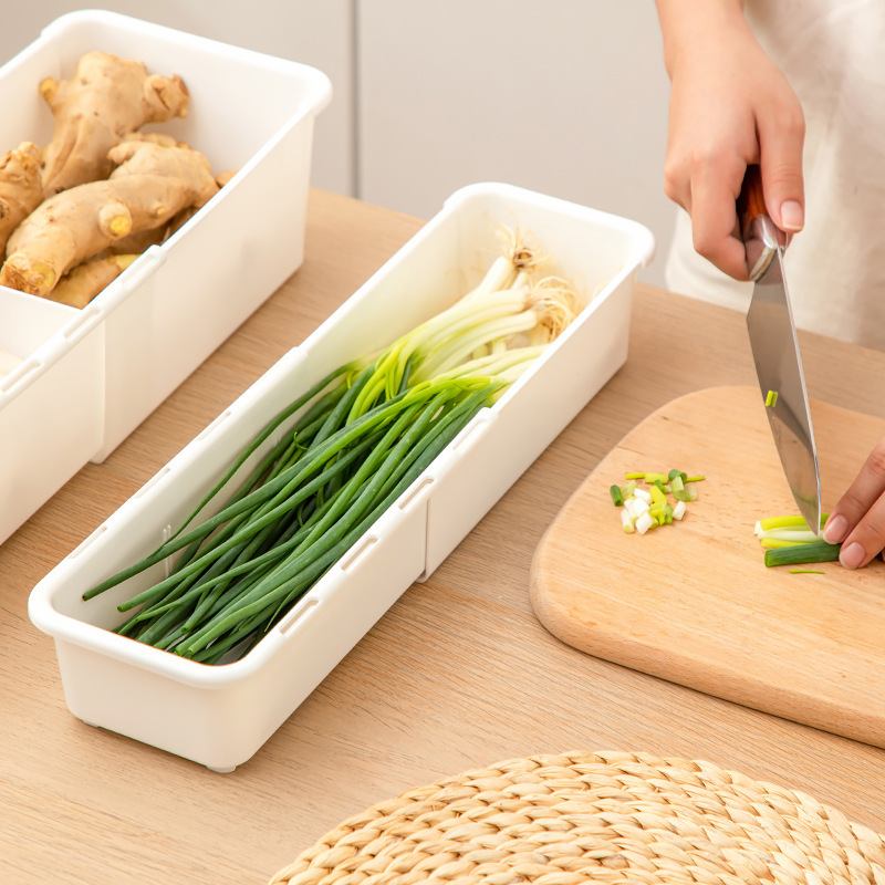 プラスチック収納バスケット伸縮バスケット台所野菜調味料姜にんにくネギ収納バスケットデスクトップスナック収納ケース|undefined