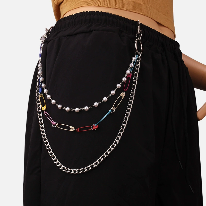 Metal accessory from pearl, brand fashionable multicoloured pin, trousers, European style