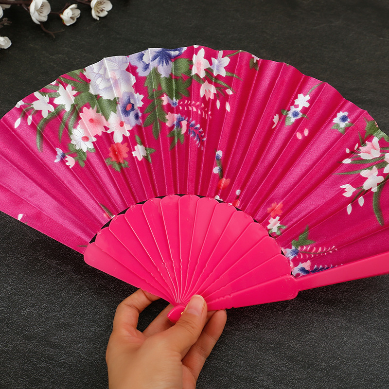 Plástico de seda plana plegable ventilador de baile estilo chino Amazon popular de 7 pulgadas abrir y cerrar sin problemas image 3