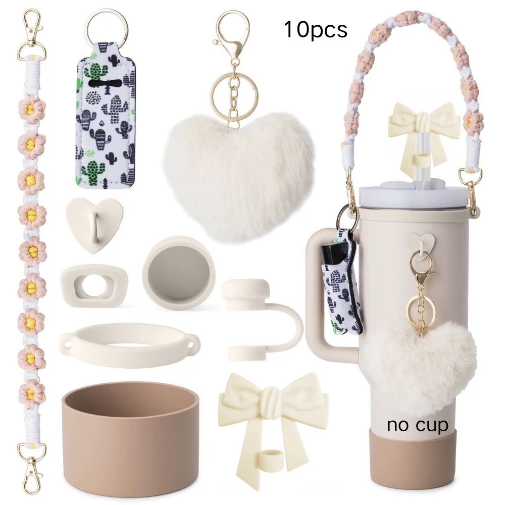 Accesorios de Amazon Stanley 40oz tejido corda de mano flor nudo gorra de paja cubierta taza colgante de pelo