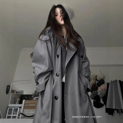 新品修身显瘦灰色风衣外套女中长款2025新款早春秋韩系小个子感